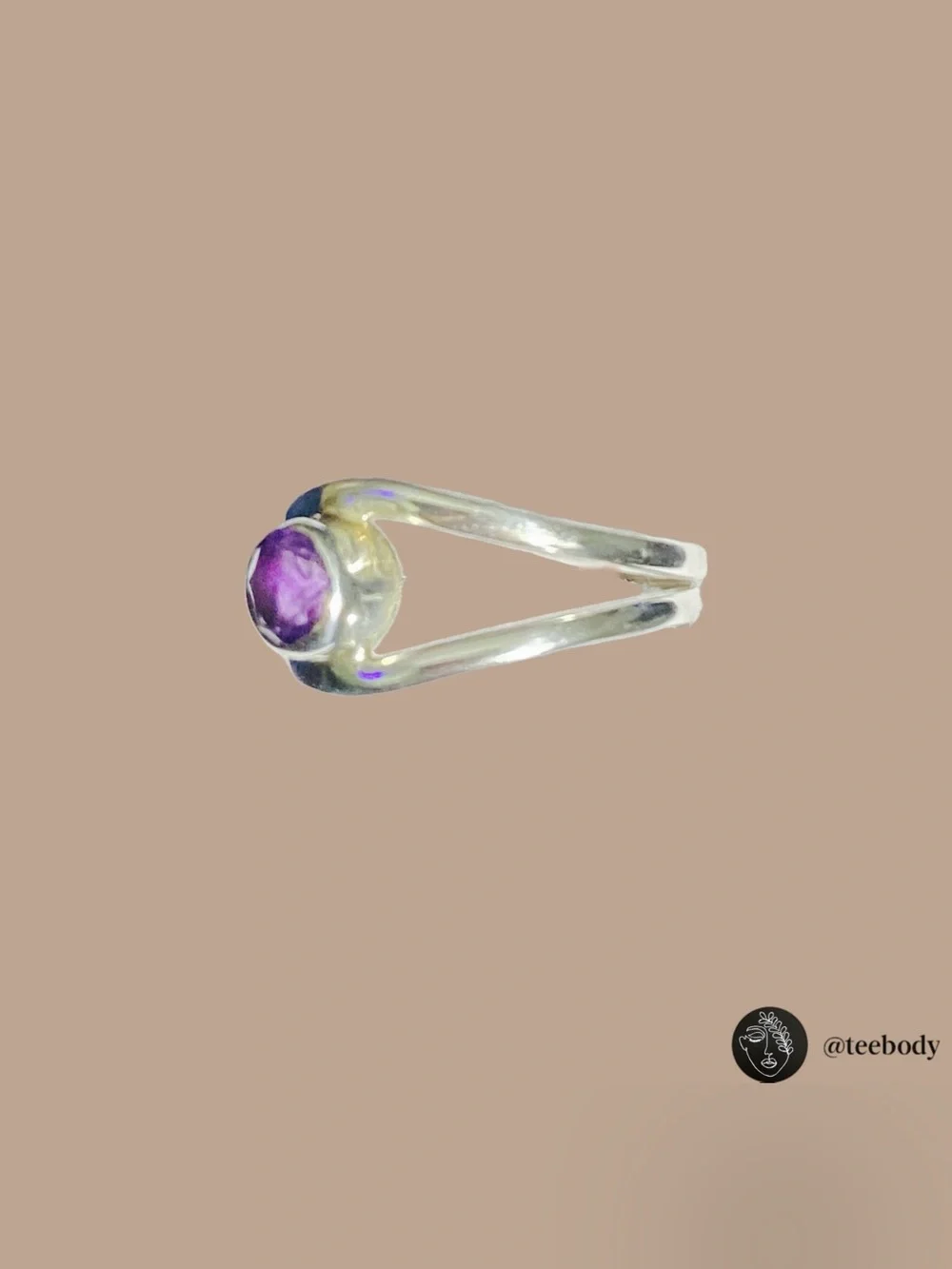 VTG 925 Sterling Silver Amethyst Bypass /Split Shank Ring Size 7.5 NWT 1.74g